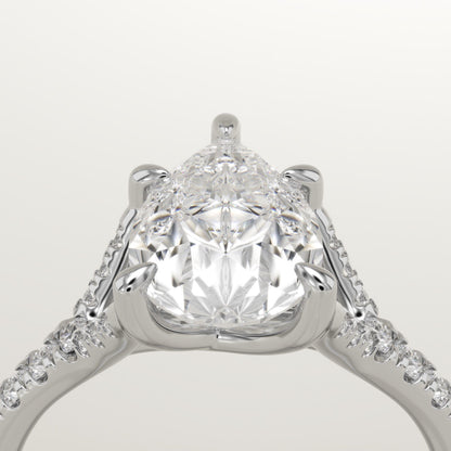 Pear Cut Pave Split Shank Lab-Grown Diamond Engagement Ring