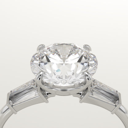 2 CT Round Cut Three Stone Moissanite Engagement Ring