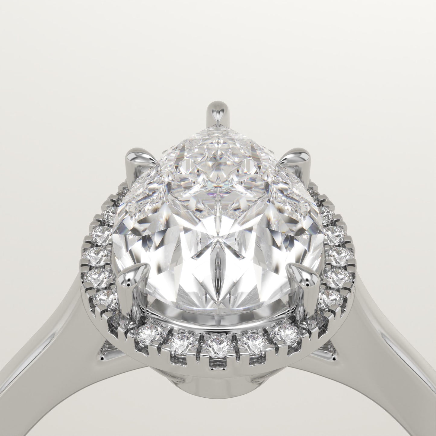Pear Cut Halo Lab-Grown Diamond Engagement Ring