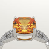 1.78 CT Cushion Cut Pave November-Citrine Birthstone Engagement Ring