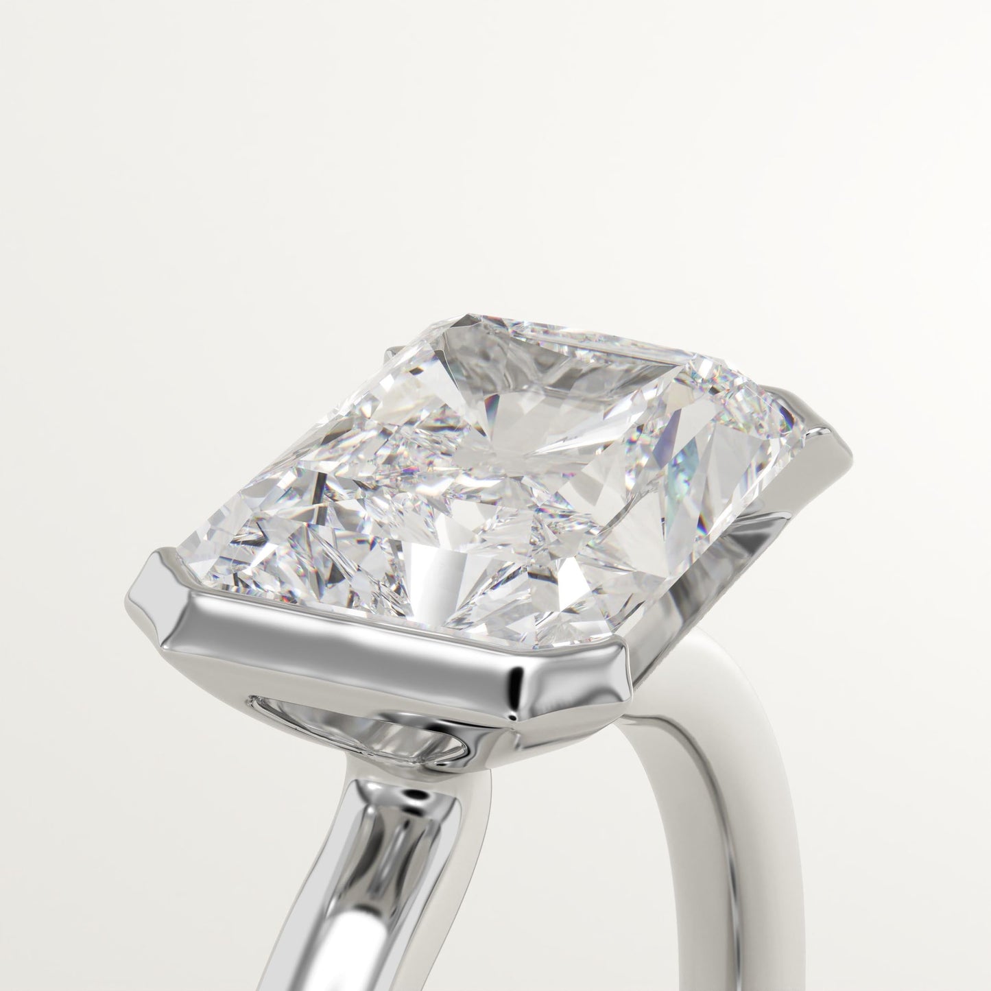 2 CT Radiant Cut Half Bezel Moissanite Engagement Ring