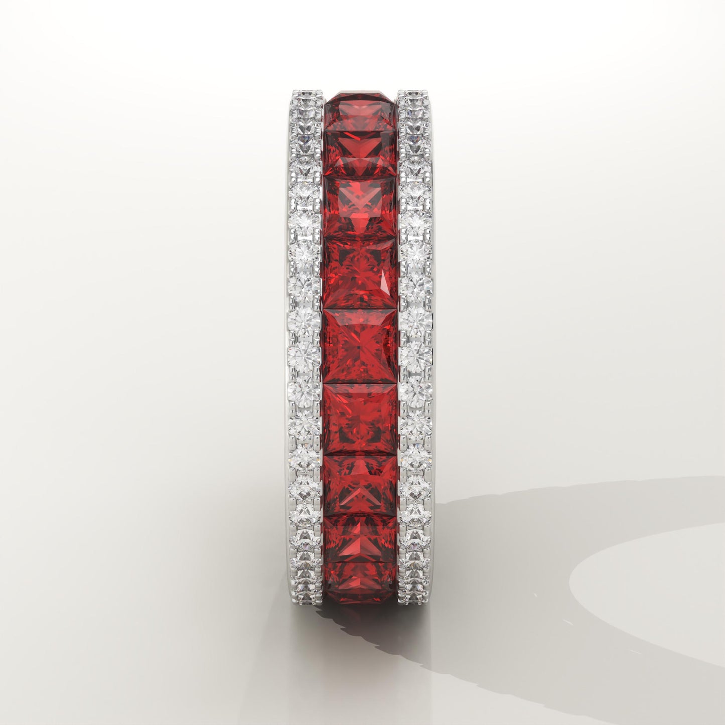 4.52 TCW Princess & Round Shaped January-Garnet Birthstone Wedding Band