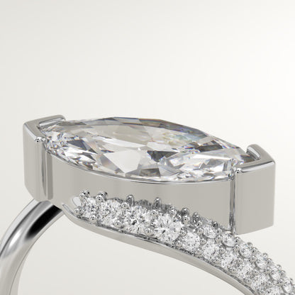 East West Marquise Cut Swirl Pave Lab-Grown Diamond Engagement Ring