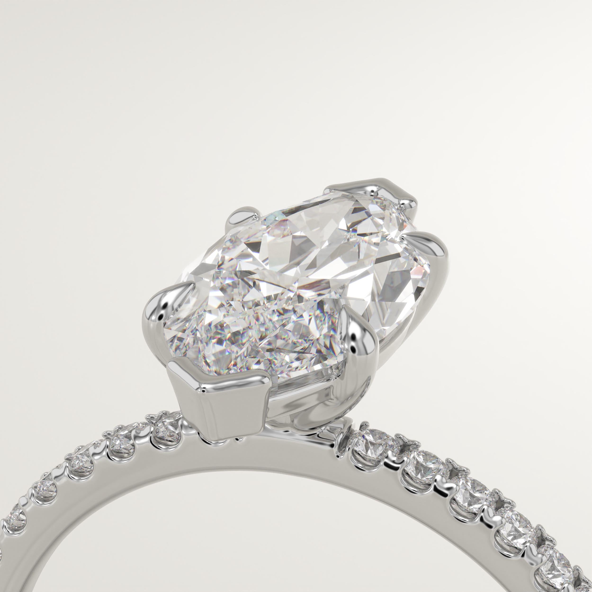 1.5 CT Marquise Cut Pave Lab-Grown Diamond Engagement Ring