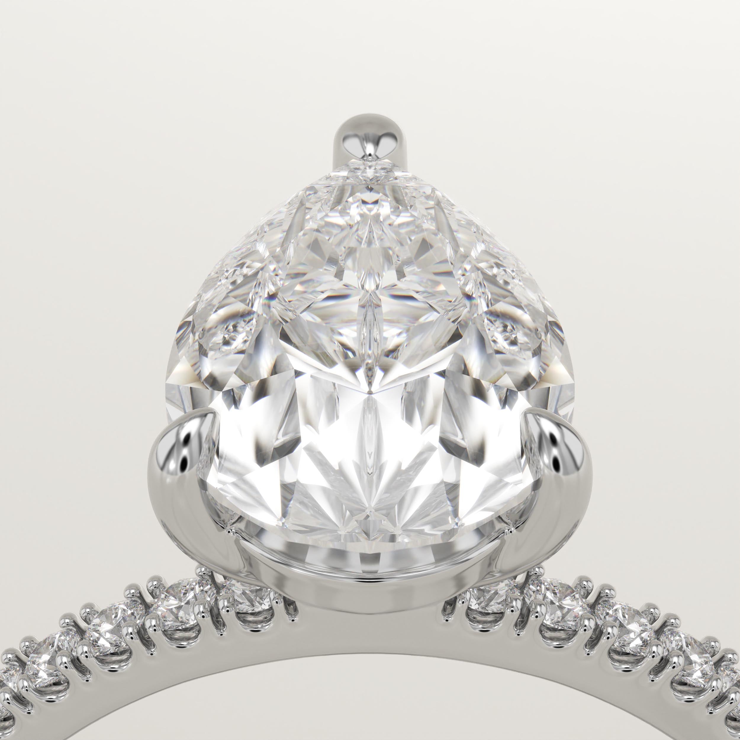 2.0 CT Pear Cut Pave Lab-Grown Diamond Engagement Ring