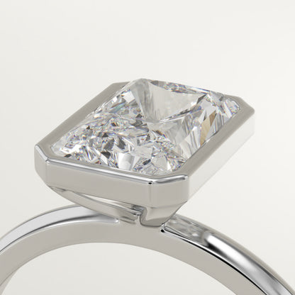 1.50 CT Radiant Cut Moissanite Bezel Engagement Ring (US Size 8 Ready To Ship)