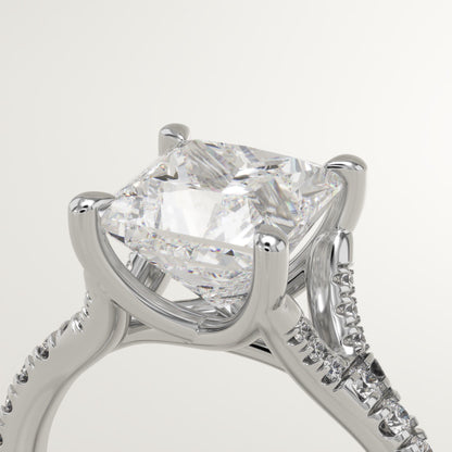 Princess Cut Pave Split Shank Lab-Grown Diamond Engagement Ring