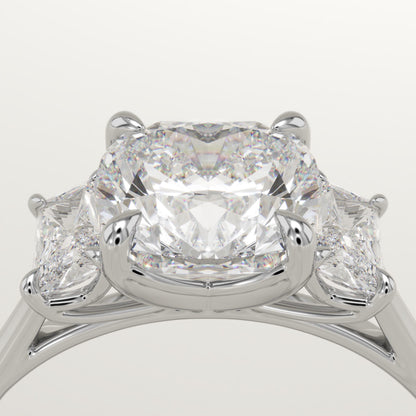 Cushion Cut Three Stone Lab-Grown Diamond Engagement Ring