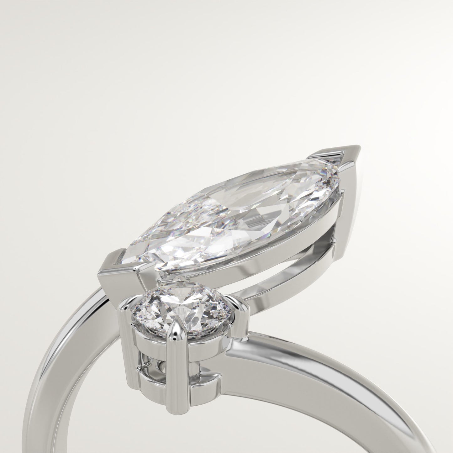 1.75 TCW Marquise & Round Cut Toi Et Moi Lab-Grown Diamond Engagement Ring
