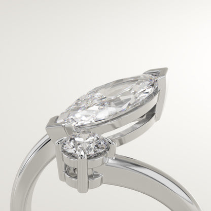 1.75 TCW Marquise & Round Cut Toi Et Moi Lab-Grown Diamond Engagement Ring