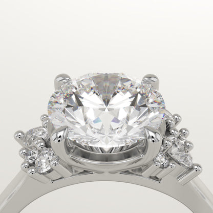 Round Cut Cluster Lab-Grown Diamond Engagement Ring
