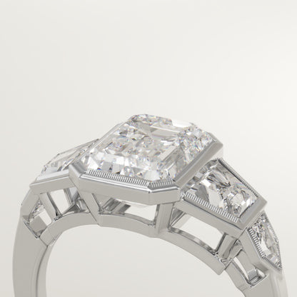 2 CT Emerald Cut Cluster Bezel Moissanite Engagement Ring