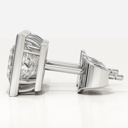 1 TCW Princess Bezel Lab-Grown Diamond Stud Earrings