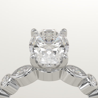 Oval Cut Pave Lab-Grown Diamond Engagement Ring