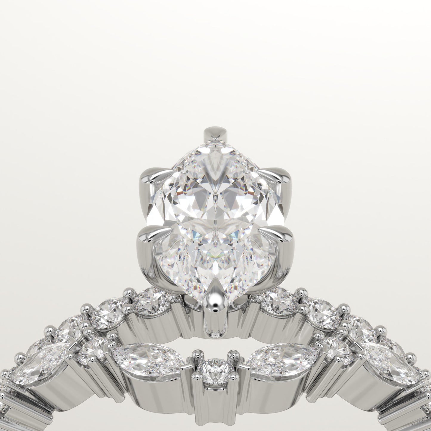 Marquise Cut Pave Lab-Grown Diamond Bridal Set