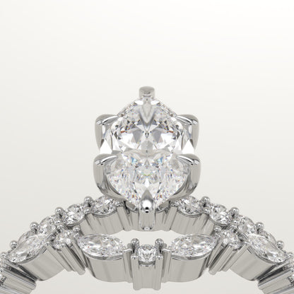 Marquise Cut Pave Lab-Grown Diamond Bridal Set