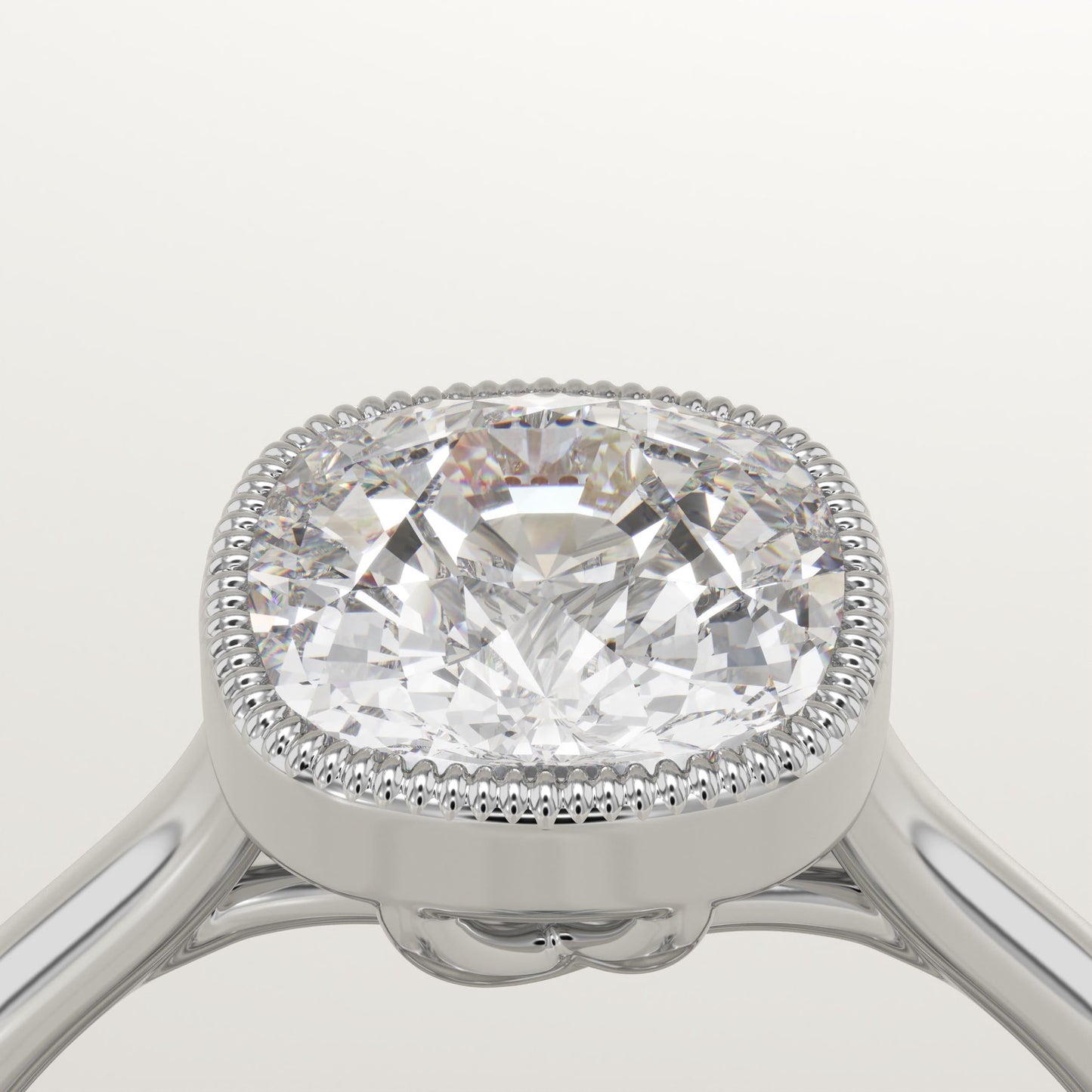 1.5 CT Cushion Cut Solitaire Bezel Moissanite Engagement Ring