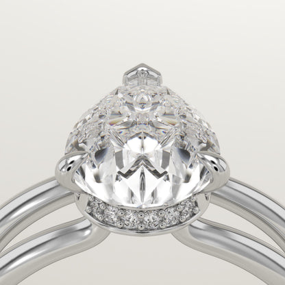 1.5 CT Pear Cut Double Shank Hidden Halo Moissanite Engagement Ring