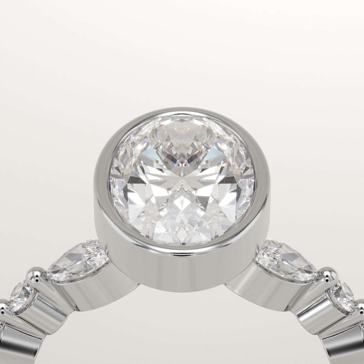 Oval Cut Bezel & Pave Lab-Grown Diamond Engagement Ring