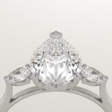 2.0 CT Pear Cut Three Stone Lab-Grown Diamond Engagement Ring
