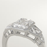 2.0 CT Emerald Cut Cluster Bezel Lab-Grown Diamond Engagement Ring
