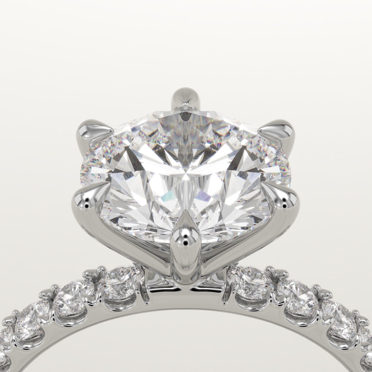 2 CT Round Cut Pave Moissanite Engagement Ring