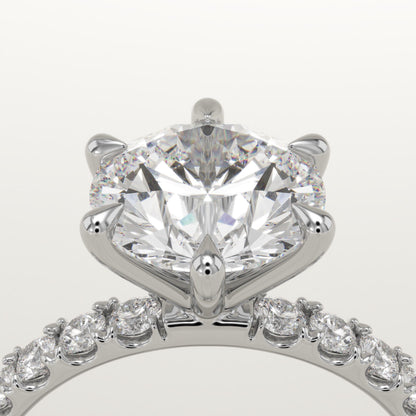 Round Cut Pave Lab-Grown Diamond Engagement Ring