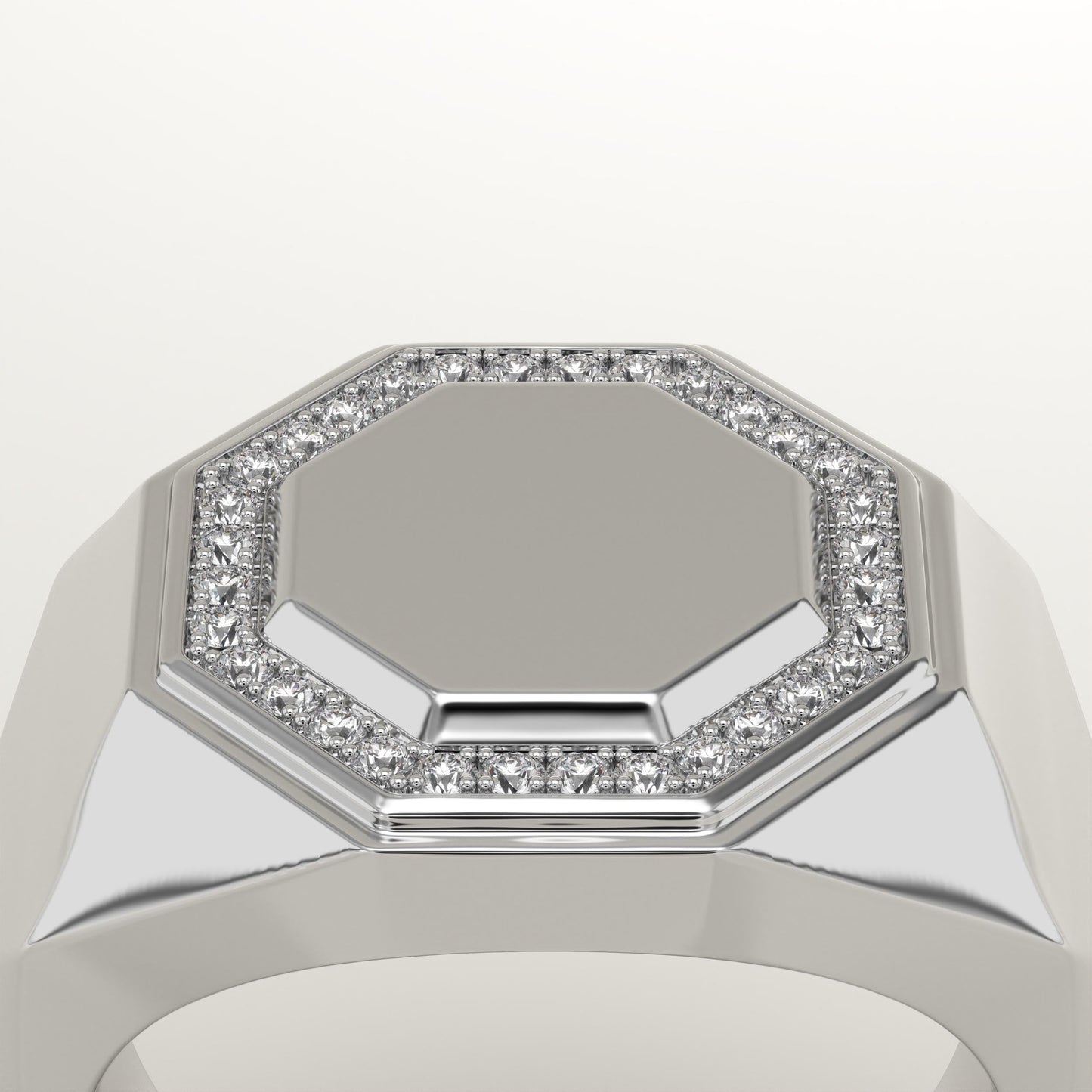 0.18 TCW Round Lab-Grown Diamond Signet Wedding Band For Men