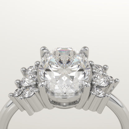 Oval Cut Cluster Lab-Grown Diamond Engagement Ring