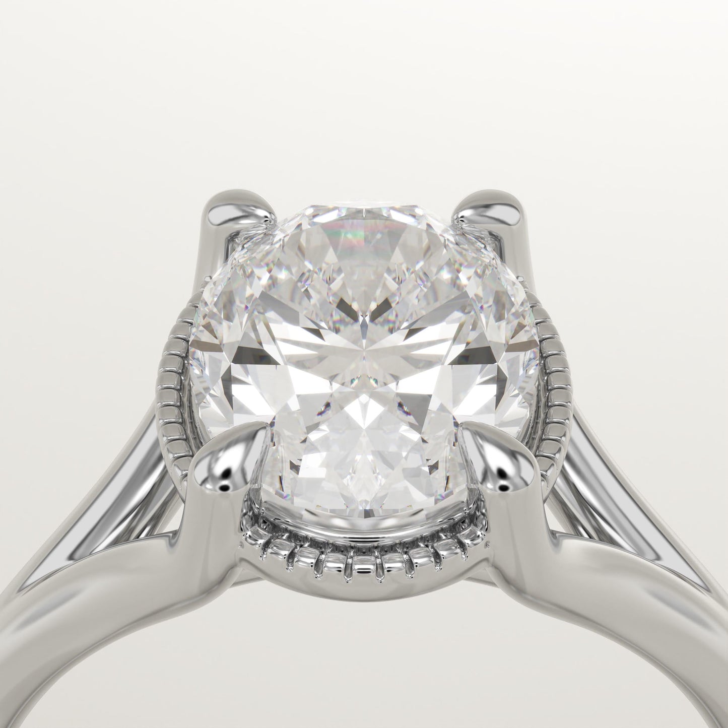 Oval Cut Split Shank Lab-Grown Diamond Engagement Ring