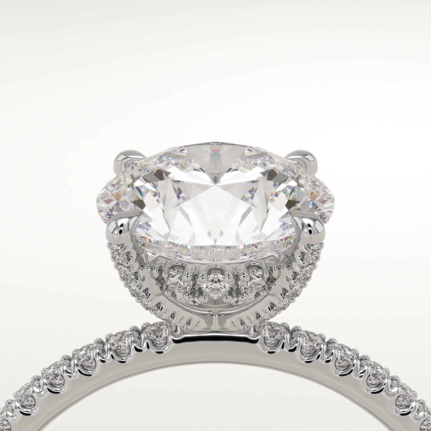 Round Cut Hidden Halo & Pave Lab-Grown Diamond Engagement Ring