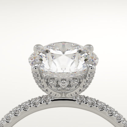 Round Cut Hidden Halo & Pave Lab-Grown Diamond Engagement Ring