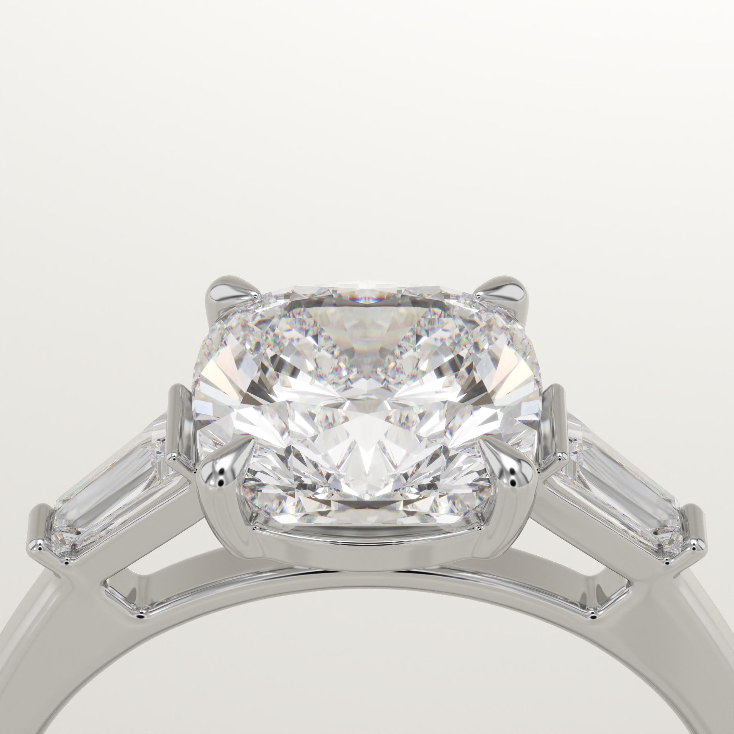 2.0 CT Cushion Cut Three Stone Lab-Grown Diamond Engagement Ring