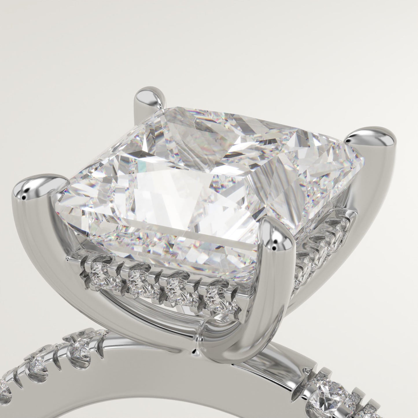Princess Cut Hidden Halo & Pave Lab-Grown Diamond Engagement Ring