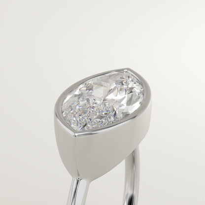 1.75 CT East West Marquise Cut Solitaire Bezel Moissanite Engagement Ring
