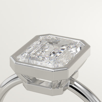1.75 CT Emerald Cut Bezel Moissanite Engagement Ring