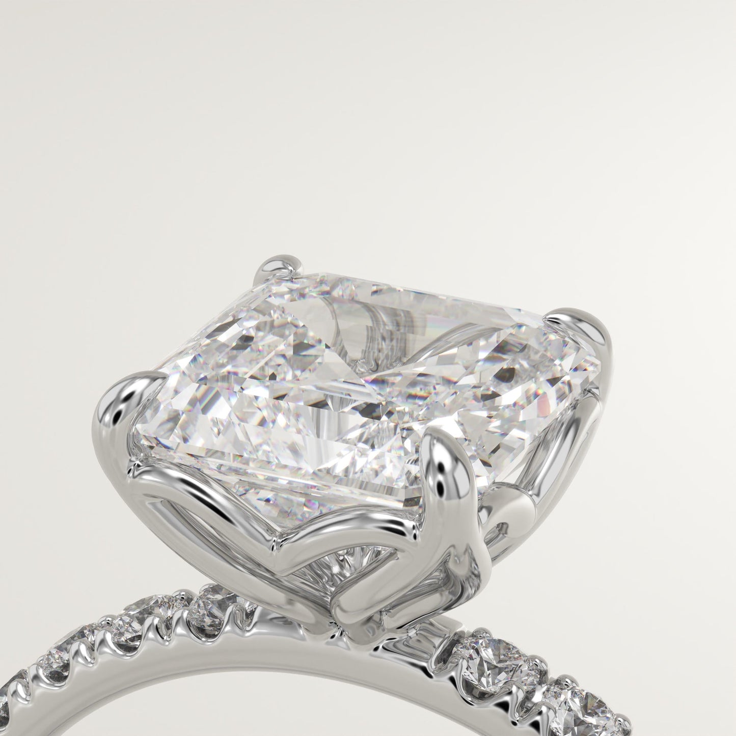 Asscher Cut Pave Lab-Grown Diamond Engagement Ring