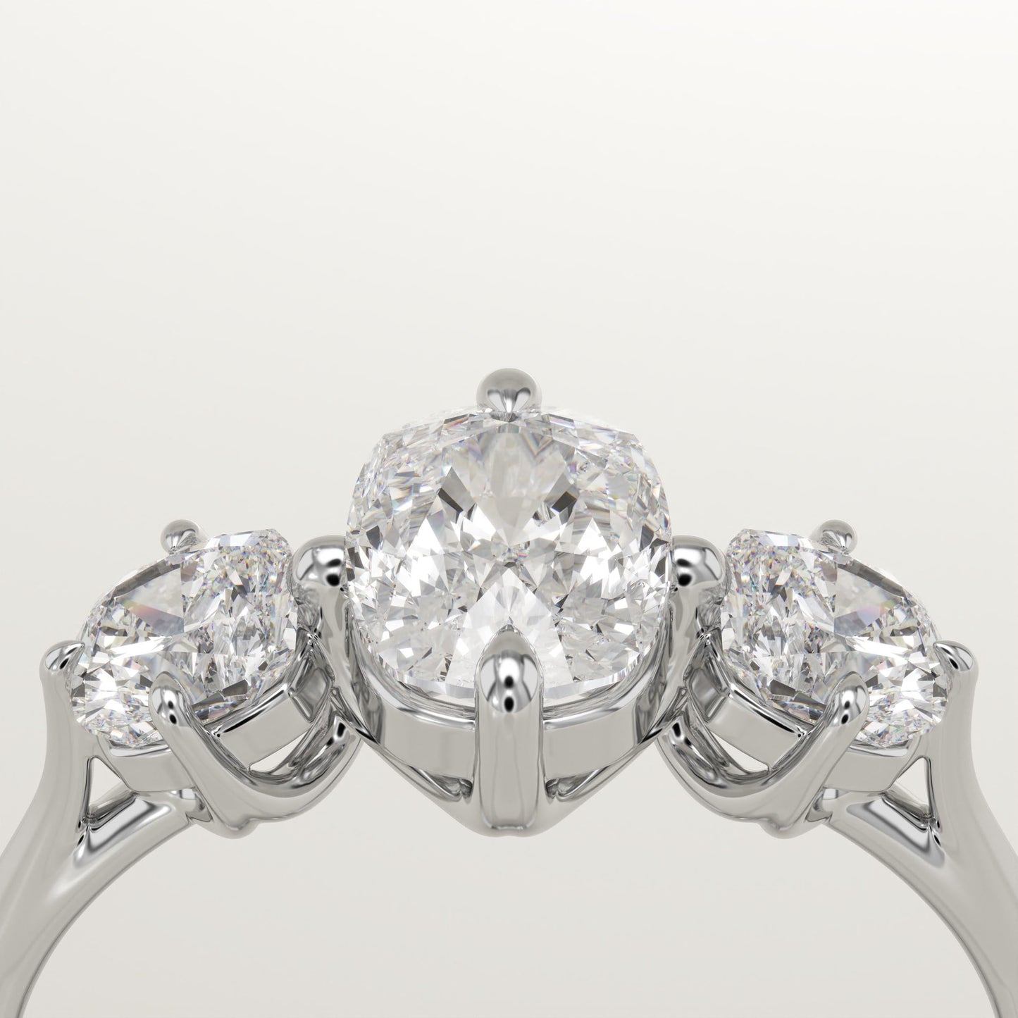 1 CT Elongated Cushion Cut Three Stone Moissanite Engagement Ring