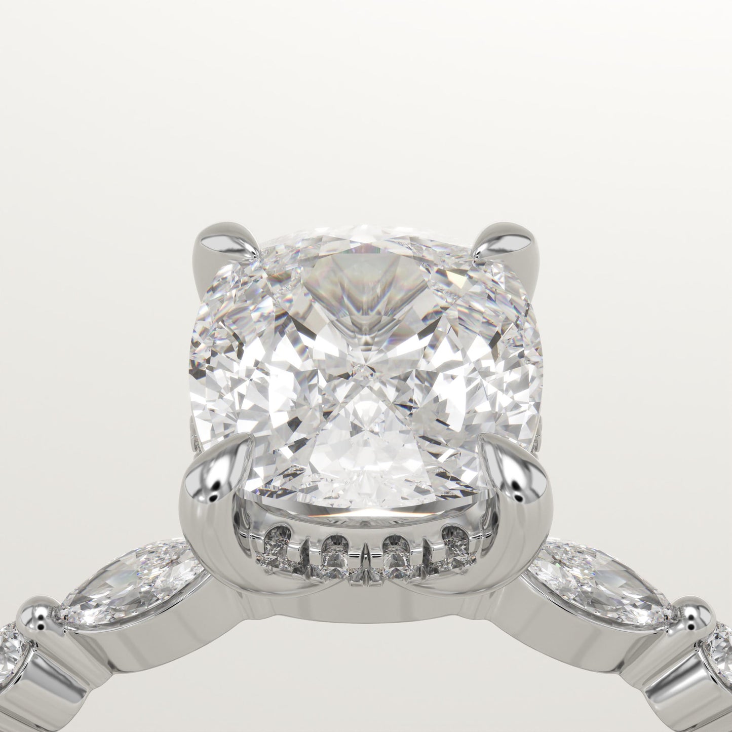 Elongated Cushion Cut Pave Lab-Grown Diamond Engagement Ring