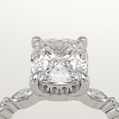 Elongated Cushion Cut Pave Lab-Grown Diamond Engagement Ring