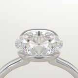 2.0 CT East West Oval Cut Half Bezel Lab-Grown Diamond Engagement Ring