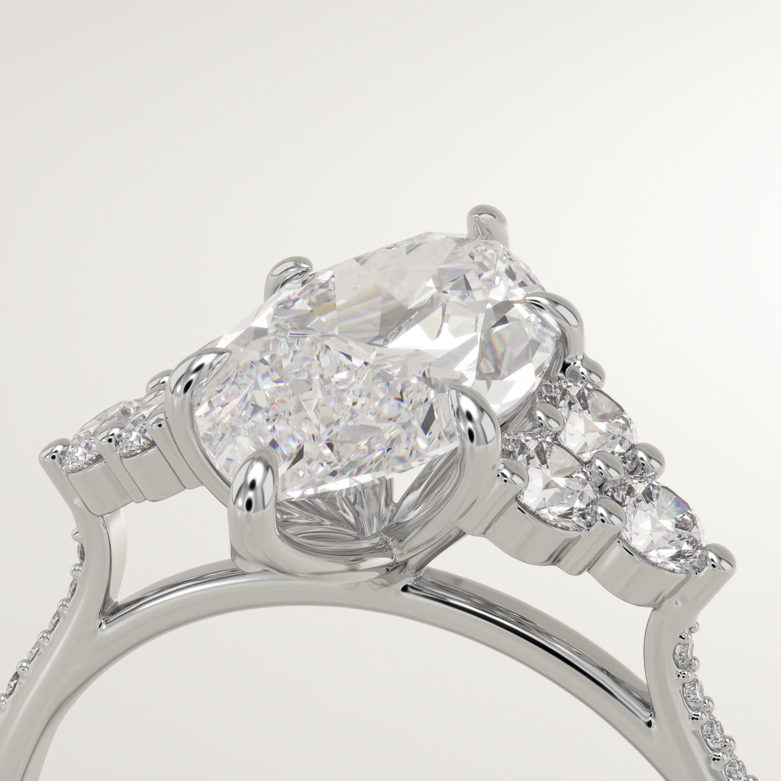 2.0 CT Marquise Cut Cluster Lab-Grown Diamond Engagement Ring