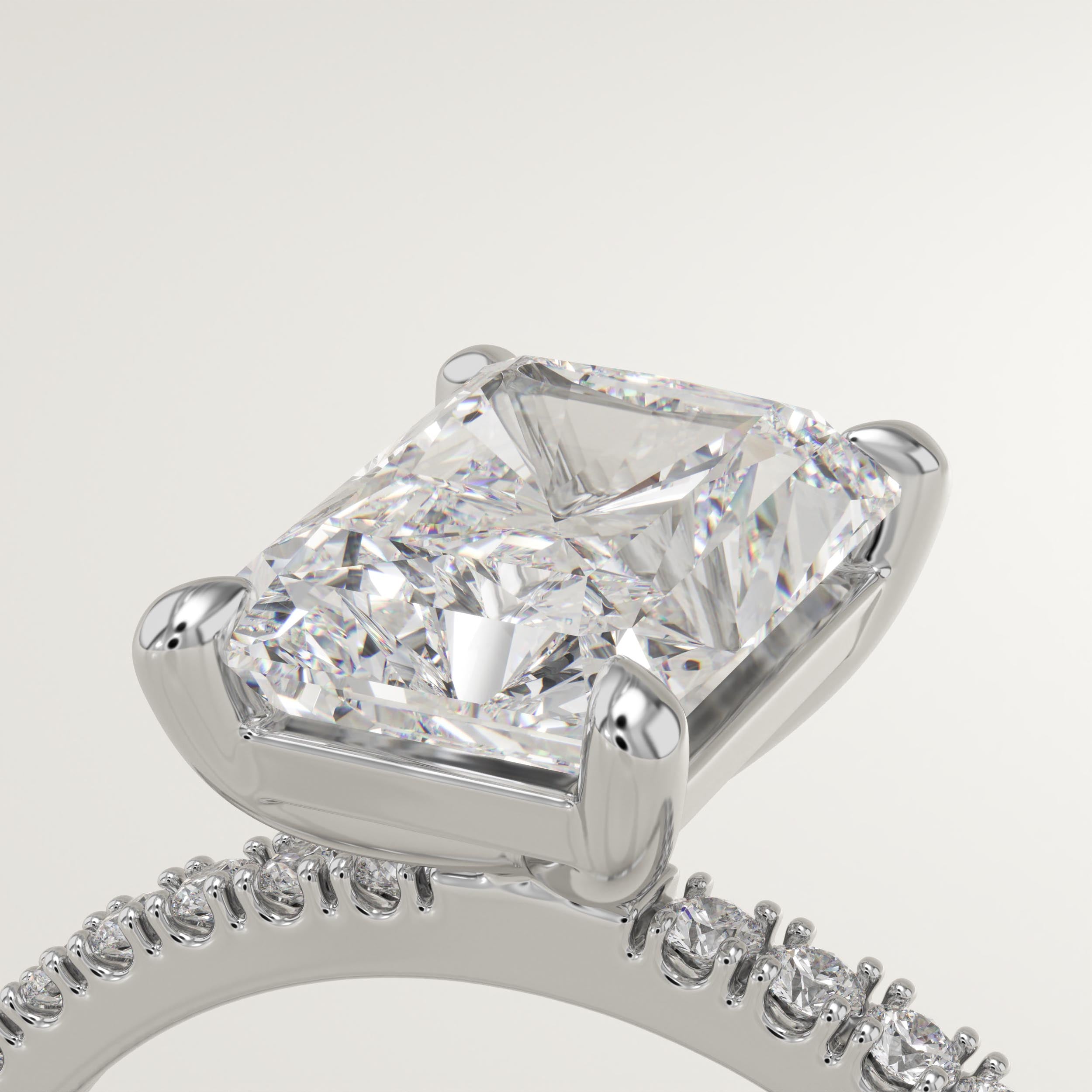 2.0 CT Radiant Cut Pave Lab-Grown Diamond Engagement Ring