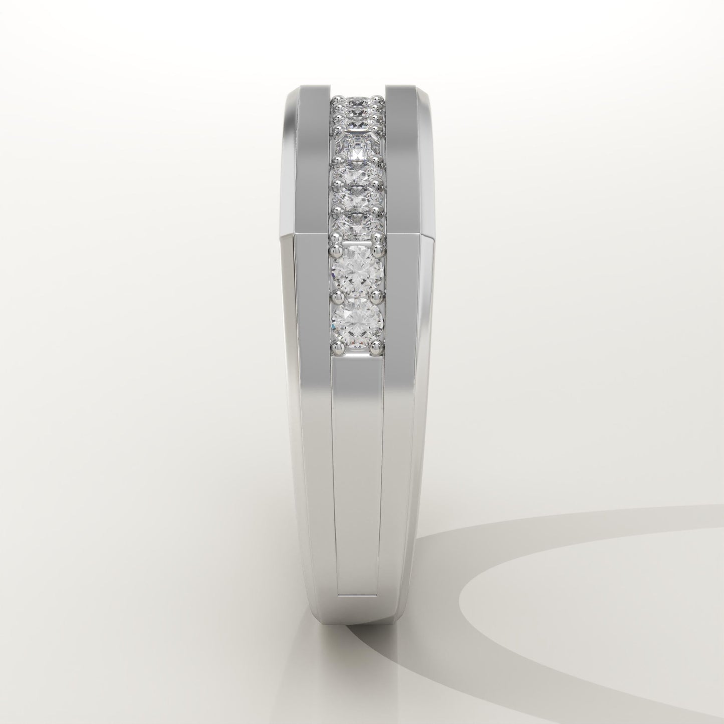 0.28 CT Round & Emerald Lab-Grown Diamond Flush Setting Wedding Band For Men