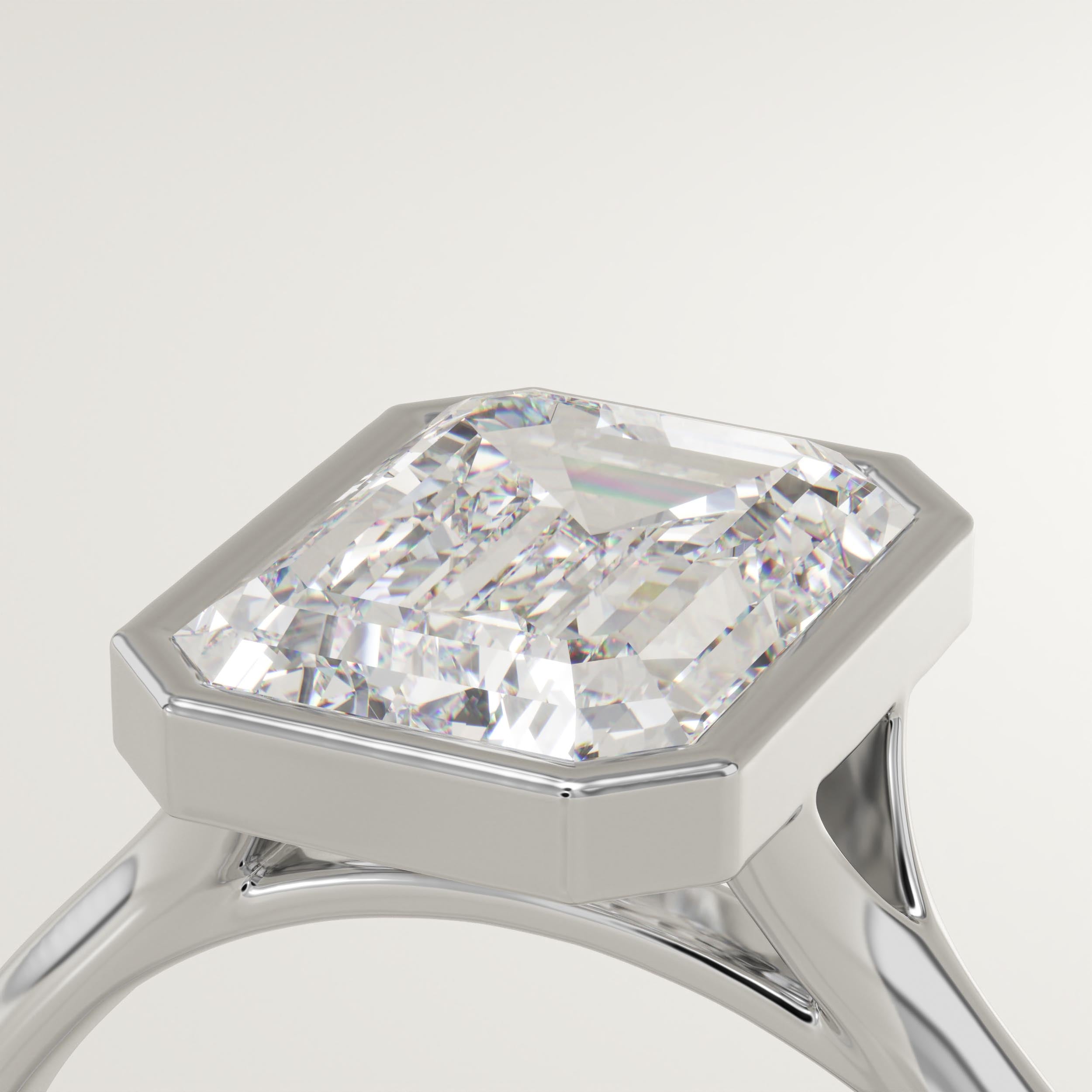 2.0 CT Emerald Cut Bezel Lab-Grown Diamond Engagement Ring