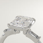 2.0 CT Emerald Cut Three Stone Half Bezel Lab-Grown Diamond Engagement Ring