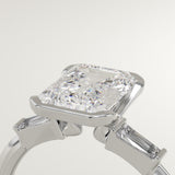 2.0 CT Emerald Cut Three Stone Half Bezel Lab-Grown Diamond Engagement Ring