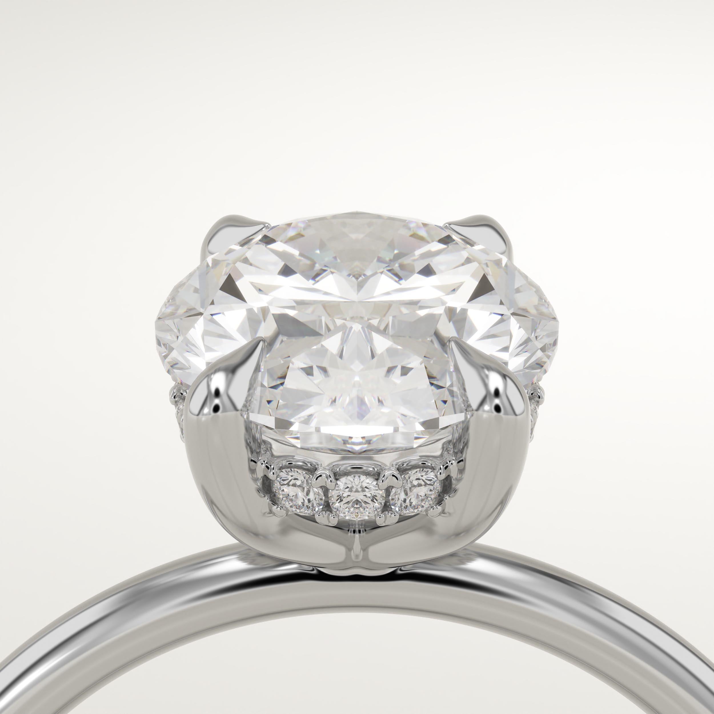 2.0 CT Oval Cut Hidden Halo Lab-Grown Diamond Engagement Ring