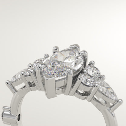 Marquise Cut Cluster Lab-Grown Diamond Engagement Ring