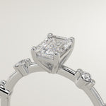 1.0 CT Emerald Cut Dainty Pave Lab-Grown Diamond Engagement Ring
